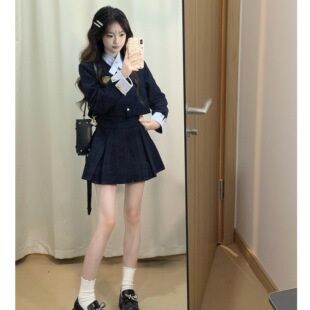 2026年小香风连衣裙子女秋冬季高级感春季套装英伦风穿搭一整套