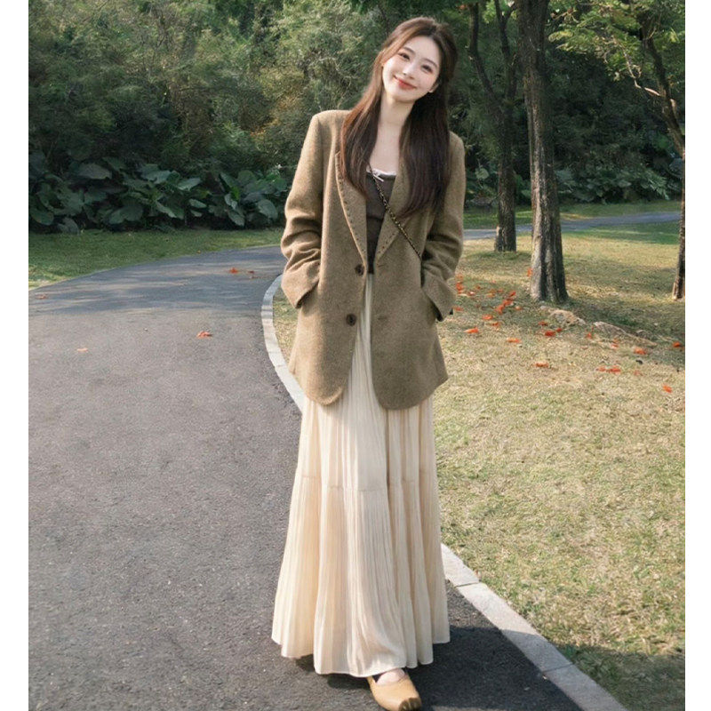 杏色雪纺半身裙女春季202