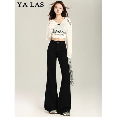 黑色微喇牛仔裤女2025秋