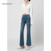 弹力小个子九分喇叭裤 微喇牛仔裤 新款 2026年春秋季 女高腰显瘦修身