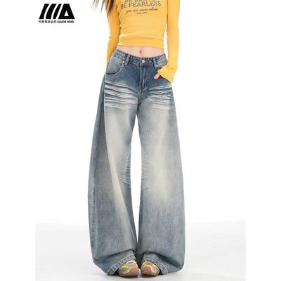 美式覆古阔腿牛仔裤女202