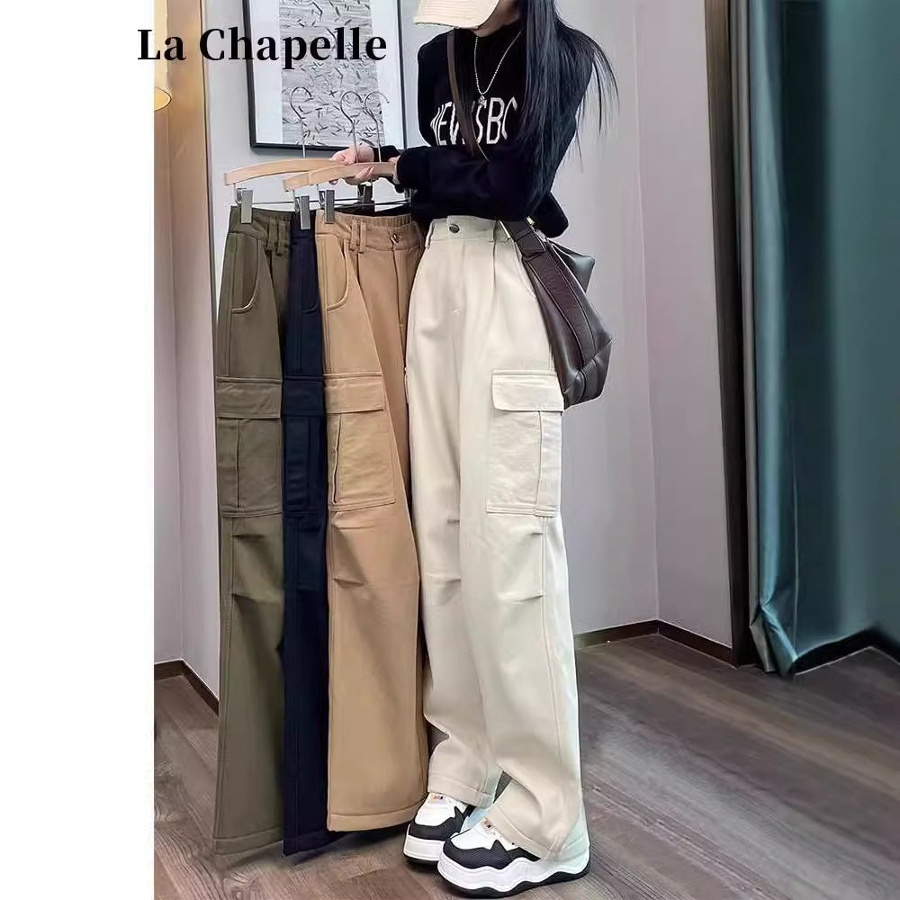 美式直筒工装裤女春秋新款高腰宽松登山裤小个子窄版阔腿运动长裤