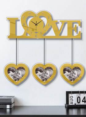创意装饰挂钟LOVE时尚创意相框钟客厅钟表个性婚庆影楼相册挂表