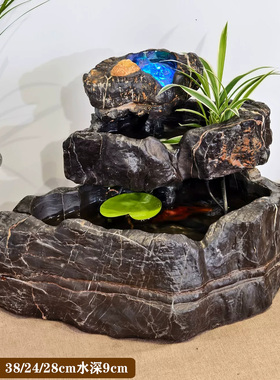 天然灵璧石小型流水桌面摆件造景