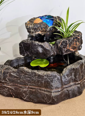 天然灵璧石小型流水桌面摆件造景