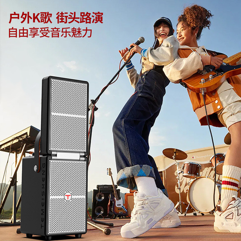 特美声V6户外K歌音箱广场舞音响街道路演大功率便携蓝牙线阵音箱