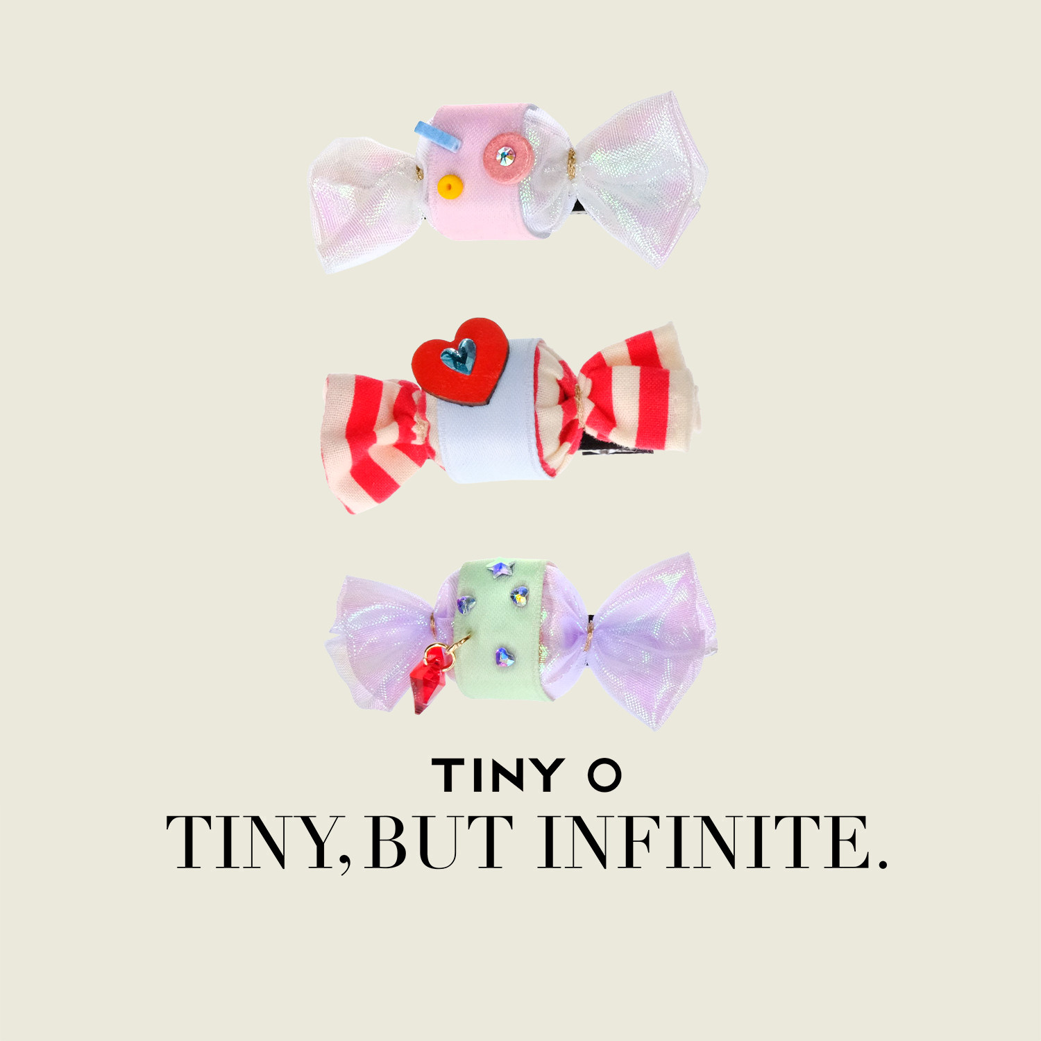 TINY O原创 糖果手工布艺发夹女童发卡条纹温柔风儿童设计感发饰