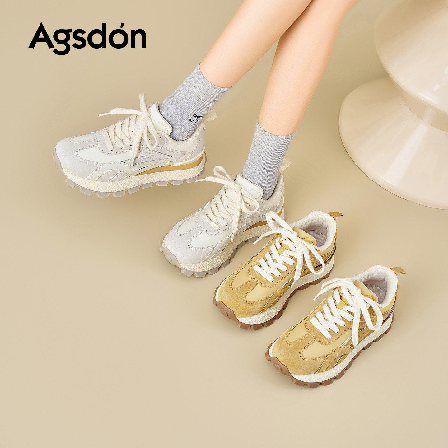 奥古狮登复古阿甘鞋女2026新款春季轻便厚底显高德训鞋休闲运动鞋,女鞋,时尚休闲鞋,淘宝优惠券,粉丝福利购,淘宝优惠卷