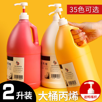 丙烯颜料大桶2L/500mL画室墙绘专用防水防晒不掉色白色容量流