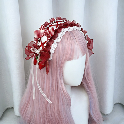 Lolita发带厂家现货手作lo娘可爱时尚配饰草莓冰沙甜美头饰发饰