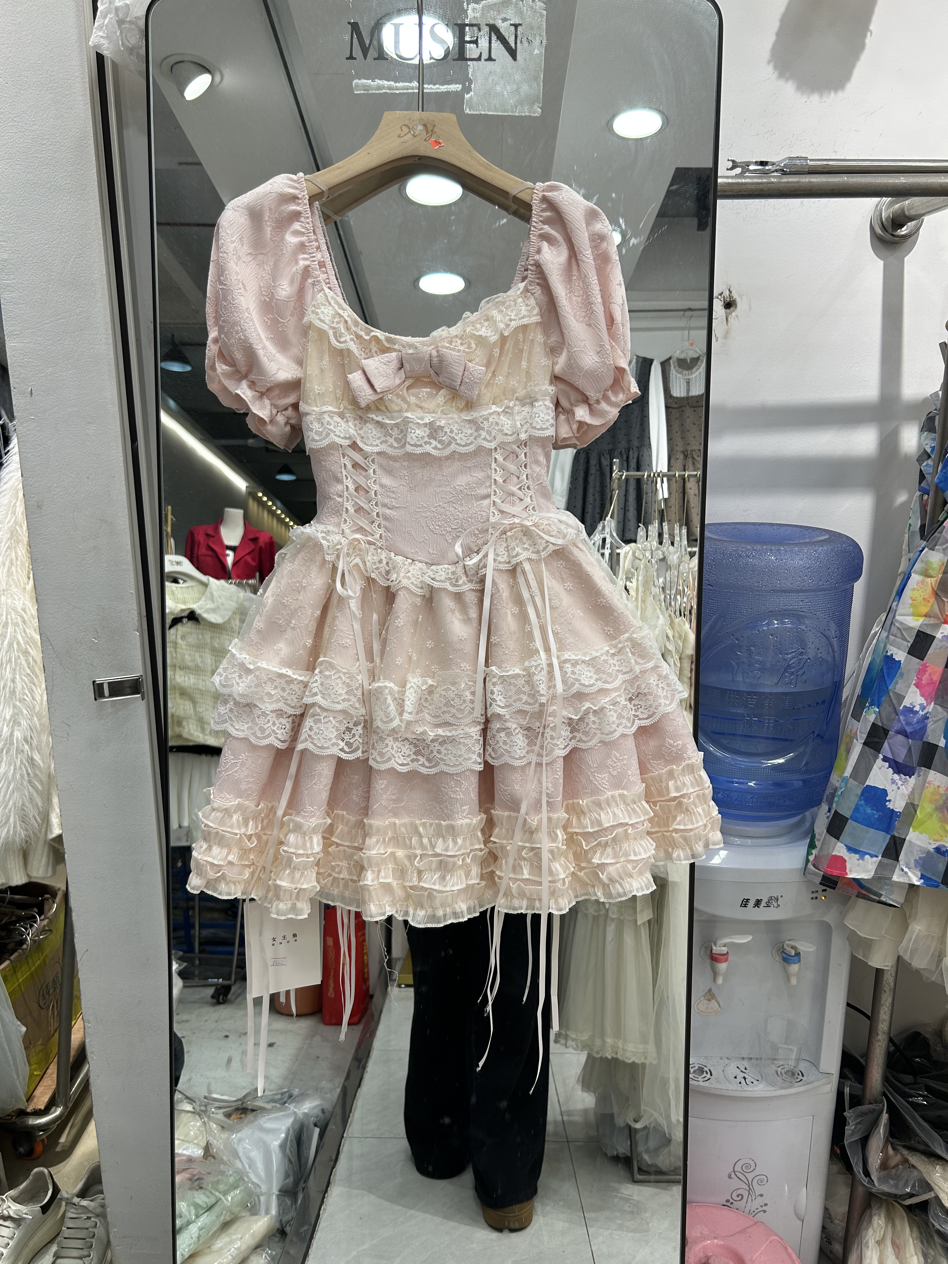 甜美蝴蝶结公主裙封腰高腰炸街裙子修身蛋糕裙蓬蓬连衣裙