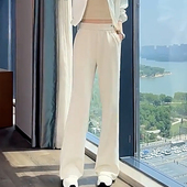 莫代尔微喇直筒运动裤 女2026春夏高腰弹力舒适亲肤百搭喇叭休闲裤