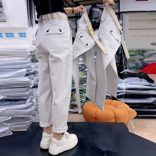 女百搭显瘦高腰气质减龄九分老爹裤 水洗棉小脚裤 2026春夏新款 韩版