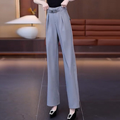 直筒裤 灰色西装 宽松薄款 高级感垂感休闲窄版 阔腿裤 女2026春夏新款
