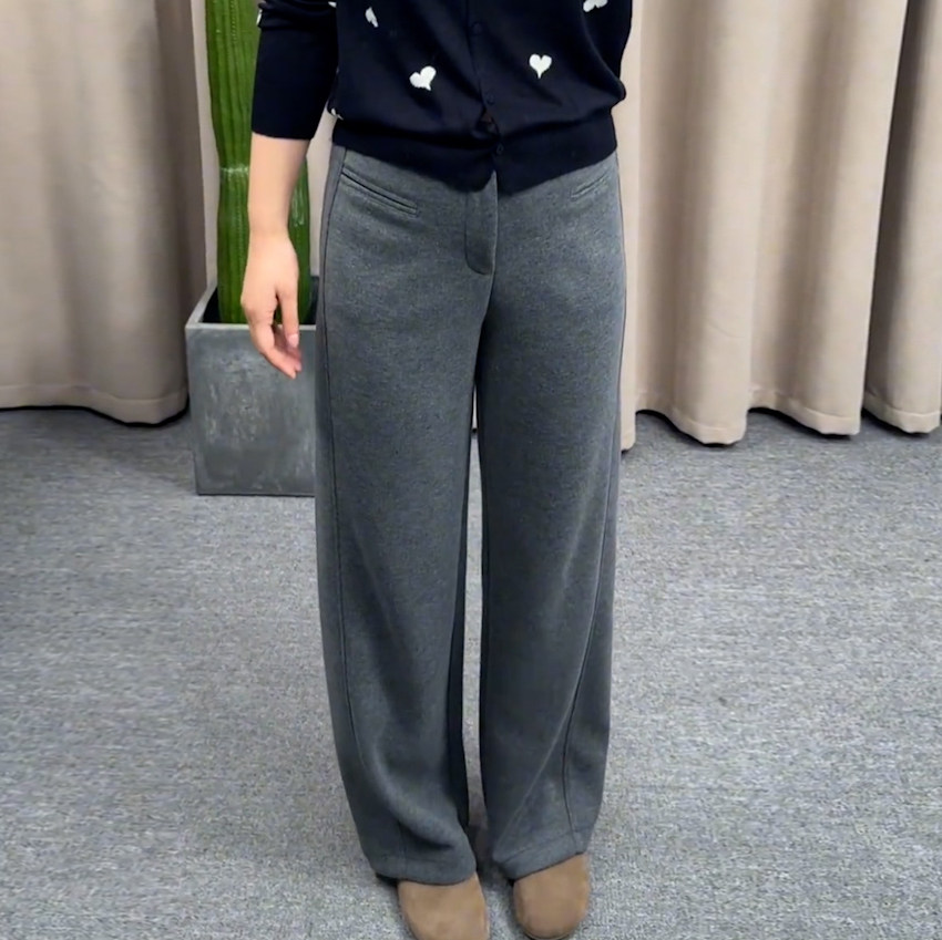 2025冬季新款中高腰时尚百搭弹力休闲加厚保暖羊毛直筒阔腿裤女,女装/女士精品,大码裤装,淘宝优惠券,粉丝福利购,淘宝优惠卷