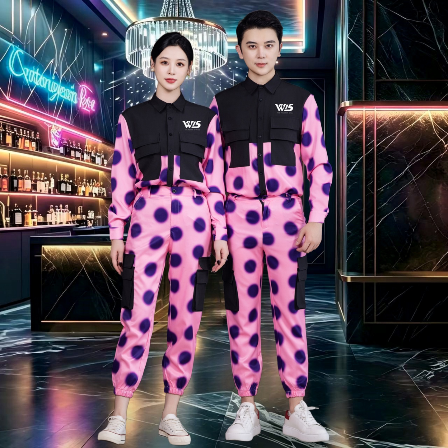 酒吧服务员工作服长袖套装秋冬季PARTYK清吧夜场会所传送KTV工装