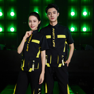 龙丽儿酒吧服务员工作服短袖夏季夜场POLO衫KTV制服印LOGO新时尚