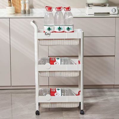 2-259富日3077三层白色置物架（带轮）40.5*29*70.2