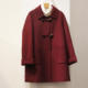 2025冬新款 双面呢羊绒大衣女中长宽松一字领牛角扣妈妈装 羊毛外套