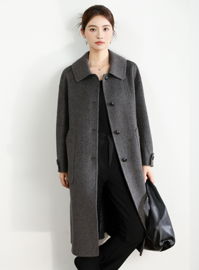 双面羊绒大衣女2025年新款中长款时尚妈妈装中老年毛呢外套15815
