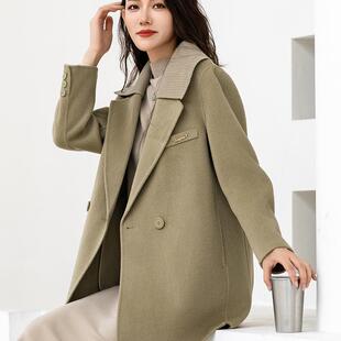 2025秋冬新款双面呢羊绒大衣女中长款羊毛西装领高端韩版时尚宽松