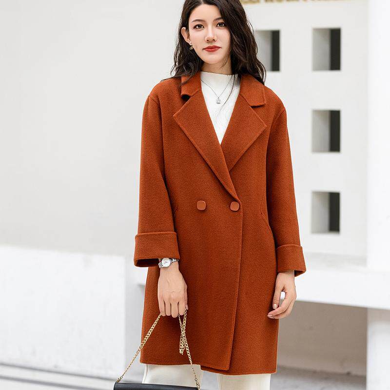 2025秋冬新款双面呢羊绒大衣女中长款羊毛宽松韩版休闲西装领外套