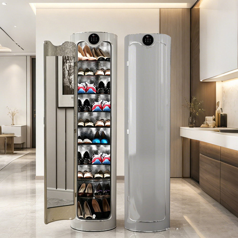 智能杀菌消毒360度旋转鞋柜2026新款爆款 圆形圆柱形家用门口鞋架