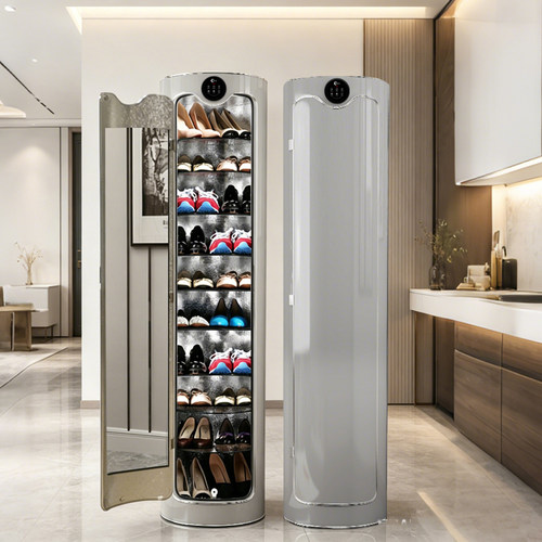 智能杀菌消毒360度旋转鞋柜2026新款爆款 圆形圆柱形家用门口鞋架
