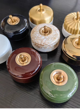 日式复古陶瓷开关插座面板86型木纹底座10A电源墙壁暗装家用