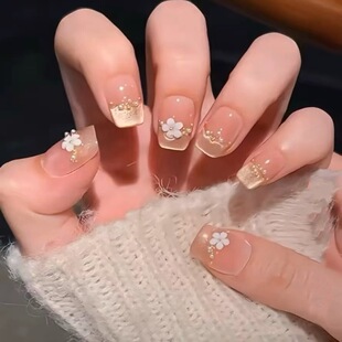 爆款小清新小碎花中国风穿戴甲高级感仙女ins猫眼法式美甲贴