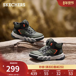 斯凯奇童鞋秋冬男中大童加绒冬靴雪地靴缓震户外鞋高帮靴时尚舒适