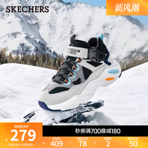 斯凯奇童鞋秋冬男中大童复古潮流雪地靴中帮户外鞋加绒保暖休闲靴