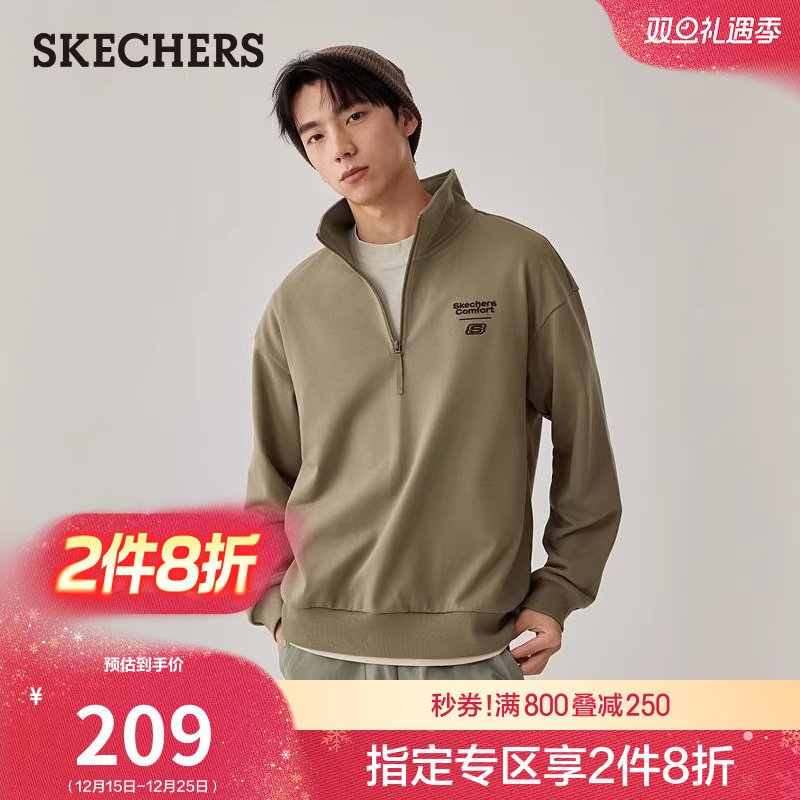 斯凯奇2025秋冬新品男女款舒适POLO针织卫衣运动休闲衫长袖T恤衫