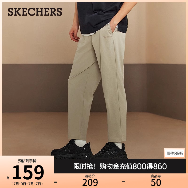 斯凯奇2025新款夏季男装直筒休闲裤修身显瘦直筒运动裤松紧腰长裤