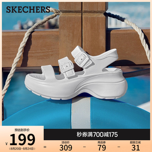 斯凯奇2025夏新款 户外耐磨回弹缓震罗马沙滩凉拖 女鞋 厚底增高凉鞋