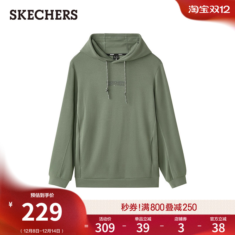 斯凯奇冬季男针织连帽卫衣宽松舒适外套时尚百搭经典百搭运动上衣