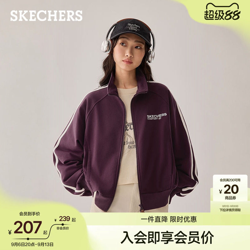 斯凯奇潮流短款立领针织棒球服图片