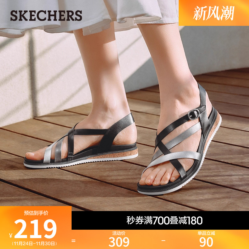 斯凯奇罗马凉鞋简约软底沙滩鞋