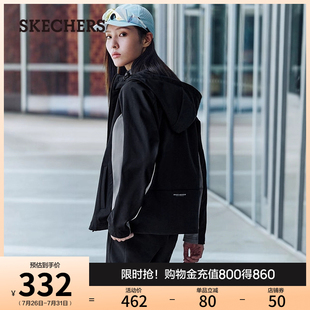 女运动风衣舒适加绒保暖连帽外套夹克轻质柔软 Skechers斯凯奇春季