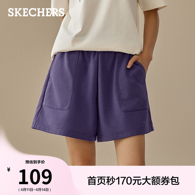 斯凯奇舒适时尚春季新款女士针织五分休闲裤短裤百搭运动裤秋裤