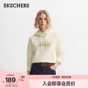 斯凯奇连帽套头卫衣不易褪色抗起球2026年夏季新款女百搭休闲上衣