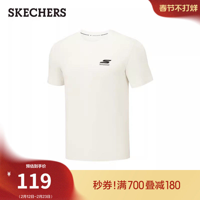 斯凯奇2026春季新款男针织短袖T恤衫透气速干休闲运动上衣打底衫