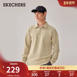 斯凯奇春季流行时尚男士舒适针织POLO衫吸湿速干商务休闲打底长袖