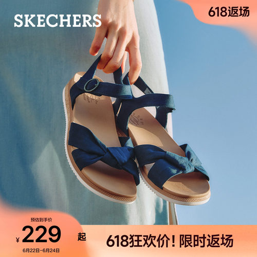 斯凯奇凉鞋休闲平底凉拖软底单鞋