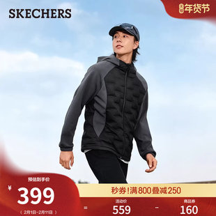 斯凯奇冬季流行男士短款羽绒服外套连帽防风保暖上衣风衣加厚夹克