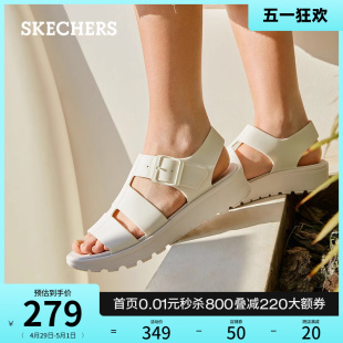 休闲拖鞋 Skechers斯凯奇夏季 女鞋 厚底复古罗马凉鞋 舒适外穿沙滩鞋