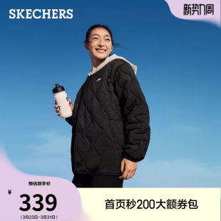 斯凯奇男女同款 连帽棉外套摇粒绒保暖休闲棉服时尚