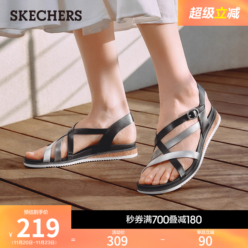 斯凯奇罗马凉鞋简约软底沙滩鞋