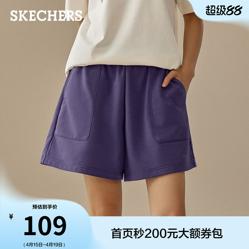 斯凯奇针织五分裤防晒运动短裤夏季新款女士休闲百搭潮流舒适时尚