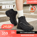 冬女黑色老爹鞋 保暖棉鞋 高帮鞋 休闲运动鞋 厚底增高鞋 斯凯奇蜜糕鞋